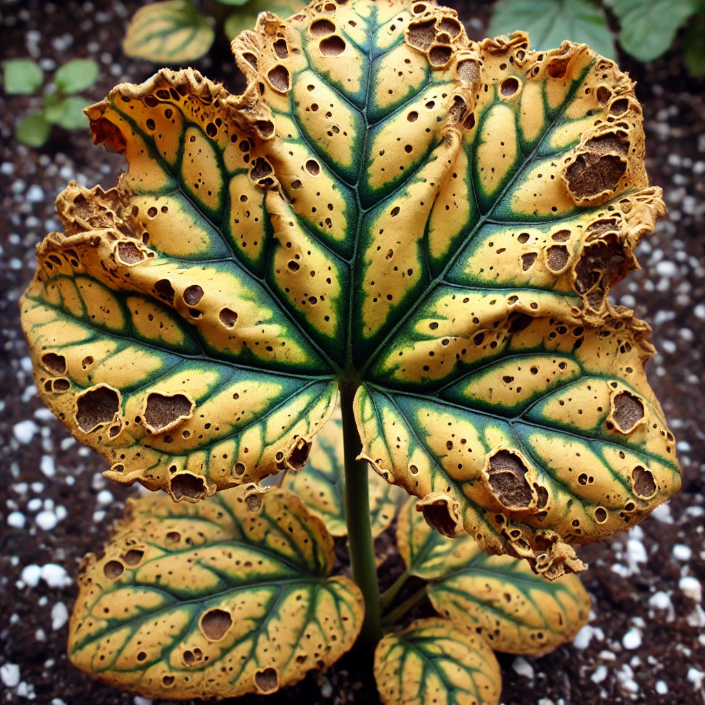 Deficiencia de calcio manifiesta de una planta